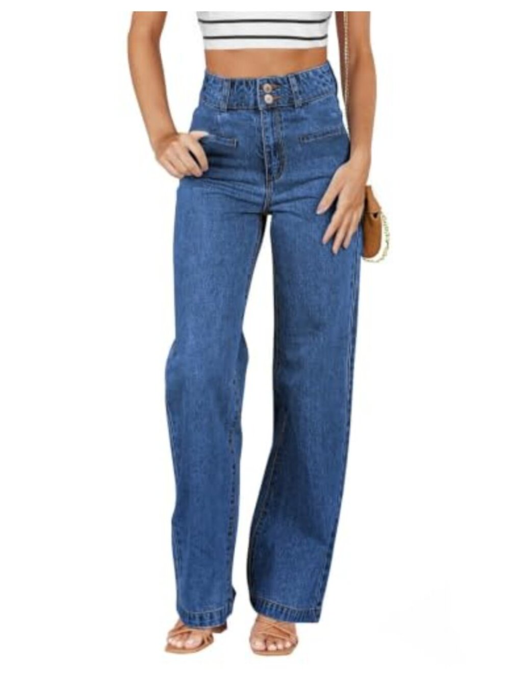 High Waisted Straight Leg Stretchy Tummy Control Jeans with Welt Pockets